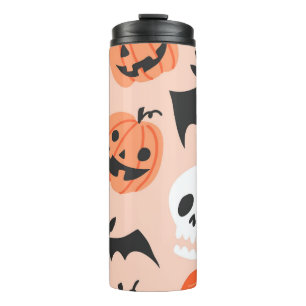 Termo Doodles de Halloween, calabazas, patrón de murciél