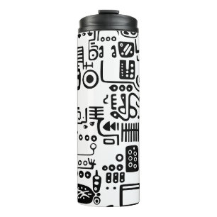 Termo Doodles en blanco y negro