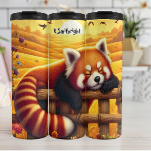 Termo Dormir el Panda Rojo en la cerca