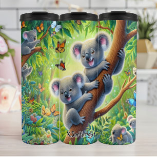 Termo Dos Koalas en el bosque de mariposas