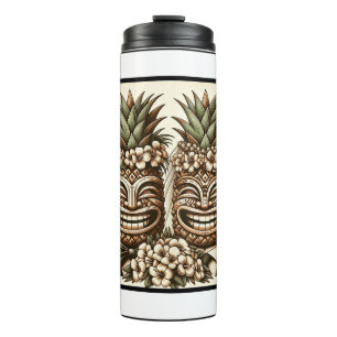 Termo Dos novios cabeza de piña tiki gay retro boda 