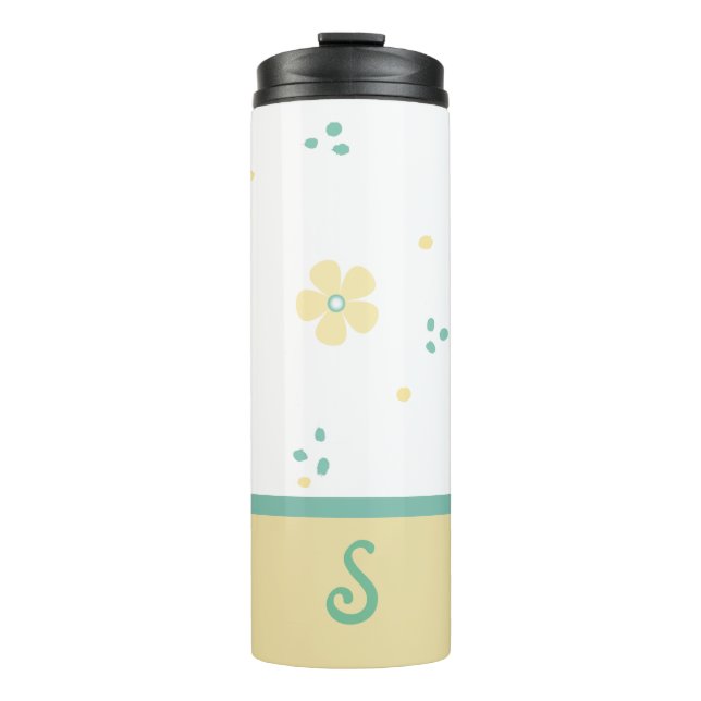 Termo Dots and Flowers Monogramed Thermal Tumbler (Anverso)