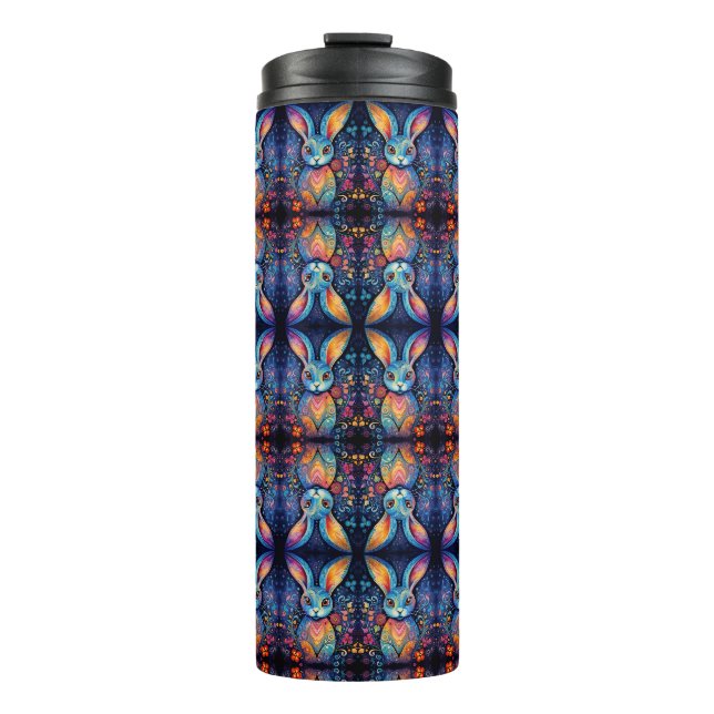 Termo Dotty Delight: Conejo de Doodle Arcoiris (Anverso)