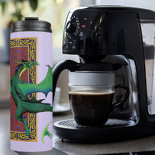 Termo Dragón celta verde Nudo fantástico púrpura