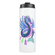 Dragón de agua azul y rosa