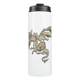 Termo Dragón de oro en blanco