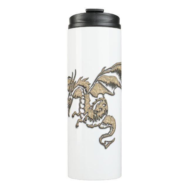 Termo Dragón de oro en blanco (Anverso)