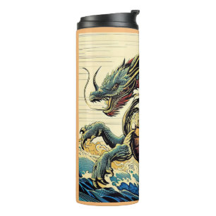 Termo Dragón europeo de fantasía - Woodcut 4