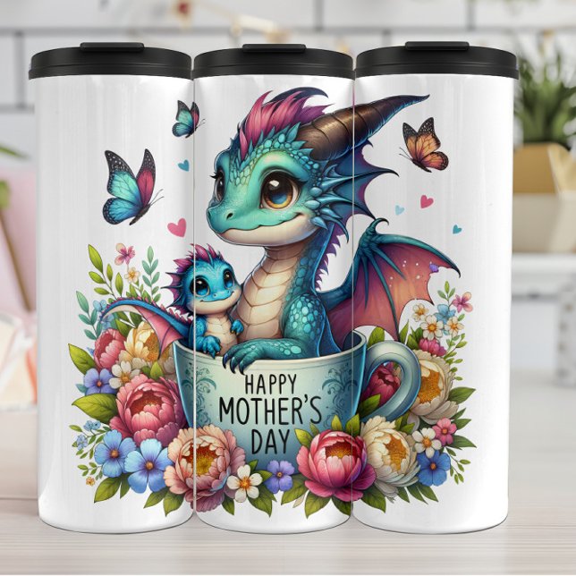 Termo Dragon Mom: Pup, Flowers, the Mother's Day (Subido por el creador)