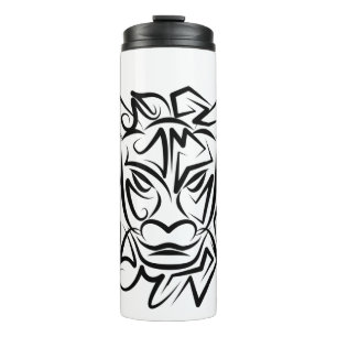 Termo Dragón tribal blanco y negro