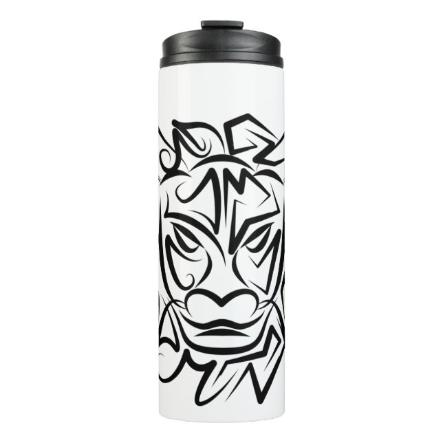 Termo Dragón tribal blanco y negro (Anverso)