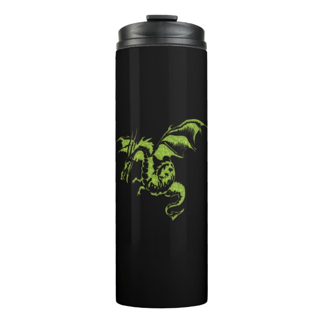 Termo Dragón Verde sobre Negro (Anverso)