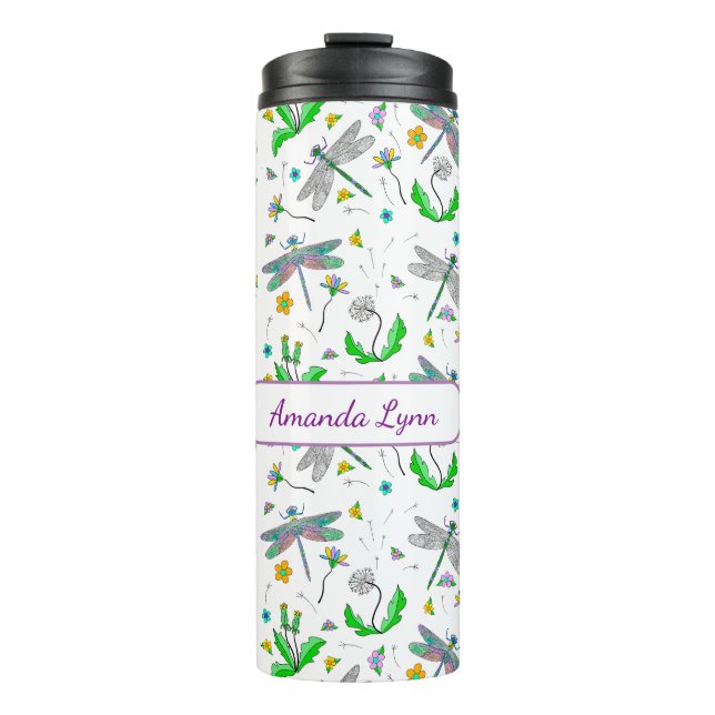 Termo Dragonflies y Dandelions personalizados (Anverso)