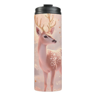 Termo Dreamy Fawn en los bosques rosados de otoño