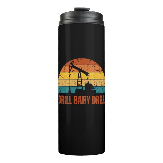 Termo Drill Baby Drill Retro Sunset Style (Anverso)