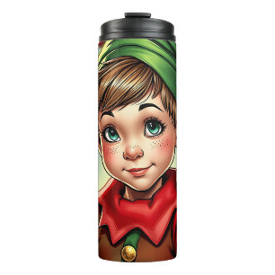 Termo Duende de dibujos animados caprichoso Navidad