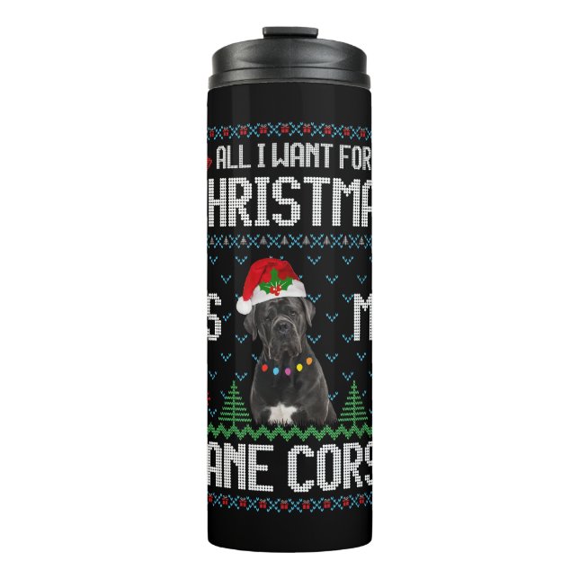 Termo Dulce de Cane Corso Dog Navidades feos (Anverso)