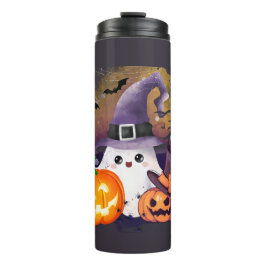 Termo Dulce Fantasma de Halloween con Sombrero de Bruja 