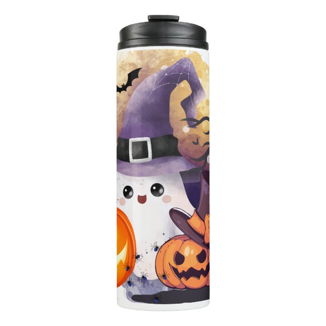 Termo Dulce Fantasma de Halloween con Sombrero de Bruja  (Anverso)