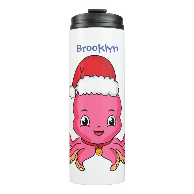 Termo Dulce pulpo feliz que lleva sombrero de Navidad ca (Anverso)