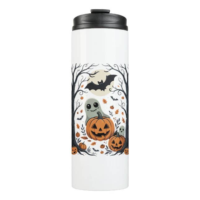 Termo Dulces fantasmas de Halloween y bosque de Jack O L (Anverso)