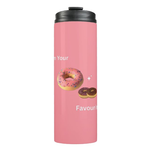 Termo Dulces vibraciones de donut - Mug de viaje rosa y  (Anverso)