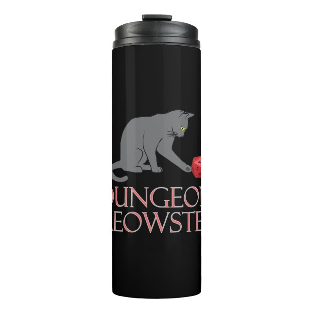 Termo Dungeon Meowster Funny RPG Cat con dados (Anverso)