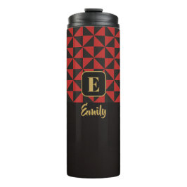 Termo Dúo Geo Black & Crimson Red Custom Names