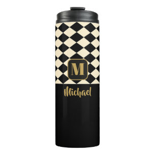 Termo Dúo Geo Black & Ivory Cream Custom Names