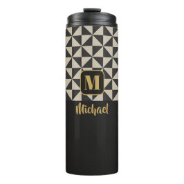 Termo Duo Geo Nombres personalizados Gray Black & Stone