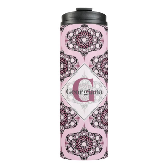 Termo Dusky Rosa personalizada Cherry Blossom Mandala (Anverso)