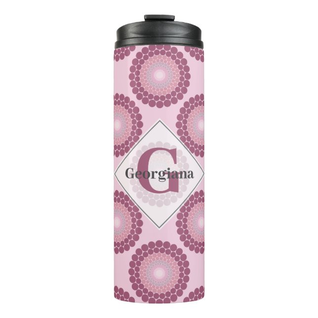 Termo Dusky Rosa radiante personalizado Polka Dot Mandal (Anverso)