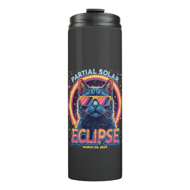Termo Eclipse solar parcial de gatito de 2025 (Anverso)