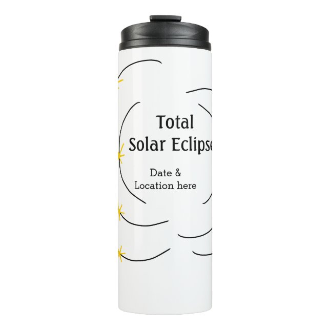 Termo Eclipse solar total añadir ubicación de fecha mita (Anverso)