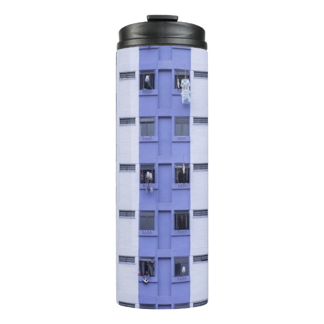 Termo Edificio de altura azul y blanco (Anverso)