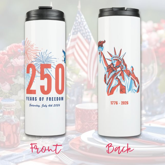 Termo EE. UU. 250.º Aniversario Semiquincentenario Patri (USA 250th Anniversary Semiquincentennial Patriotic Thermal Tumbler)