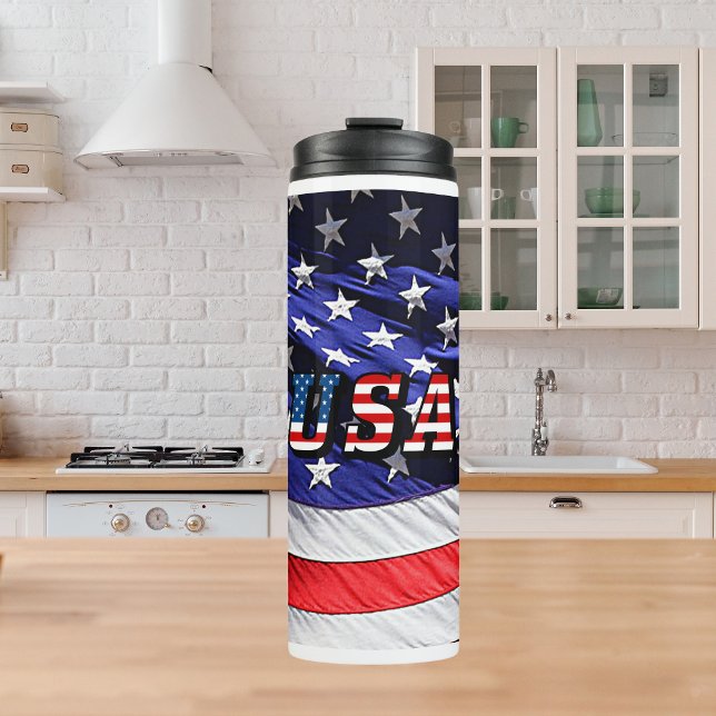 Termo EE. UU. - Bandera Americana (USA - American Flag Thermal Tumbler)