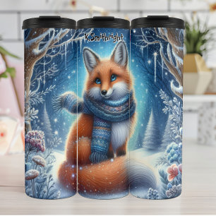 Termo El acogedor Fox en un bosque de nieve
