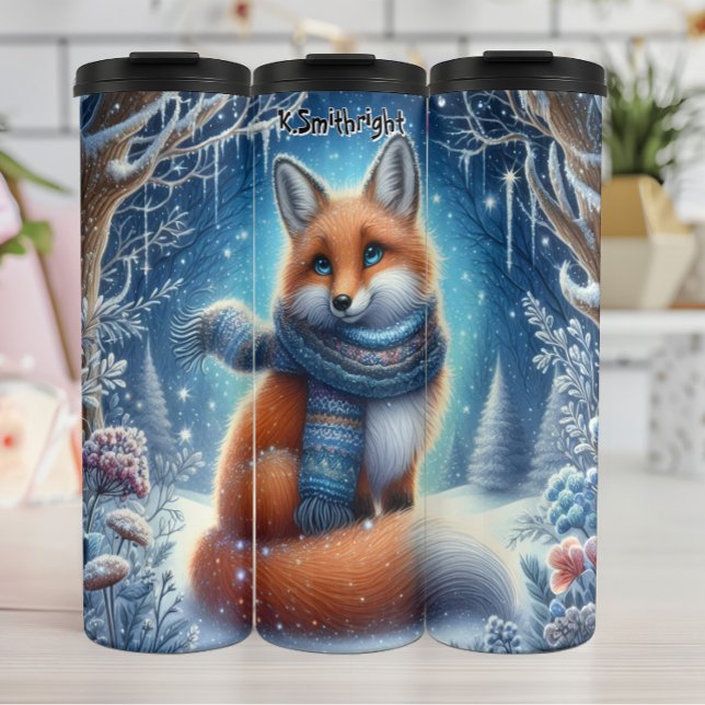 Termo El acogedor Fox en un bosque de nieve (Subido por el creador)