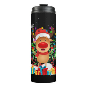 Termo El árbol de Navidad de renos presenta a Santa X-Ma