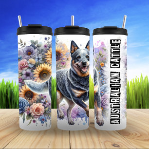 Termo El bullicio floral del perro de ganado australiano