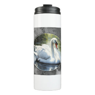 Termo El cisne elegante nada en el agua