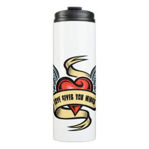 Termo El Corazón Vintage Con Alas, El Amor Te Da Alas