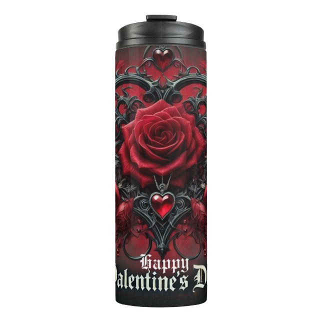 Termo El día de San Valentín de rosas rojas góticas (Anverso)