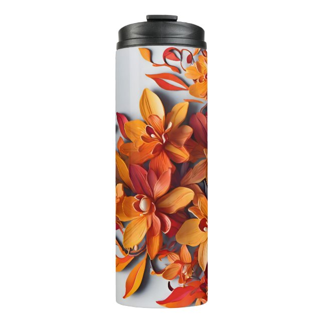 Termo El diseño de patrón floral naranja (Anverso)