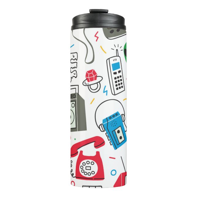 Termo El doodle de los años 90 con caja de boom, televis (Anverso)