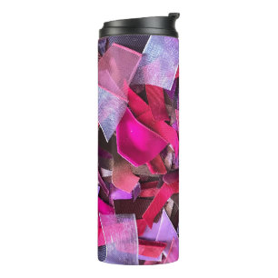 Termo El efecto 3D moderno: cintas moradas de color rosa