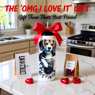 Termo El encanto floral a escala de grises de Beagle