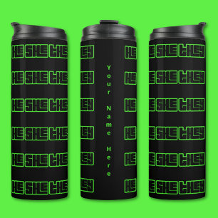 Termo Él Es Negra Y Verde Tumbler Termal