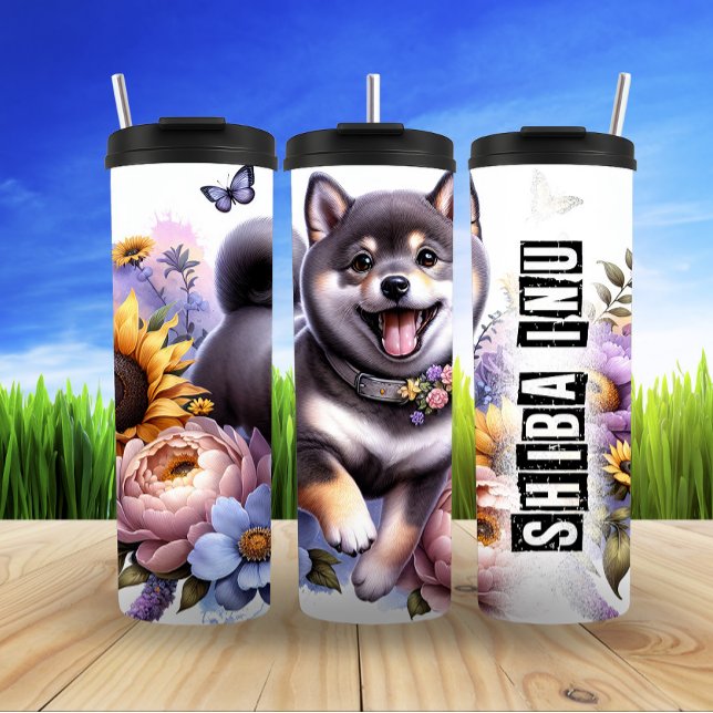 Termo El Frolic de la flor de Shiba Inu (Subido por el creador)